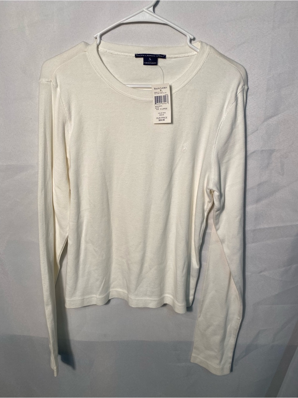 Ralph Lauren Sport White Long-Sleeve Cotton Crewneck Top NWT